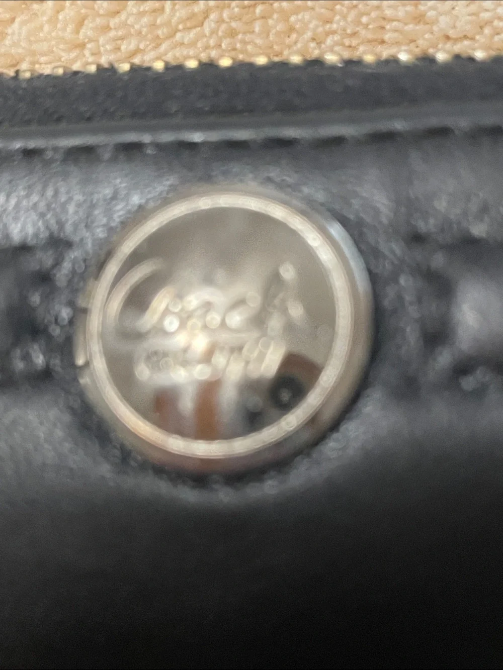 Coach Black Leather Zip Wallet with Silver Logo Button